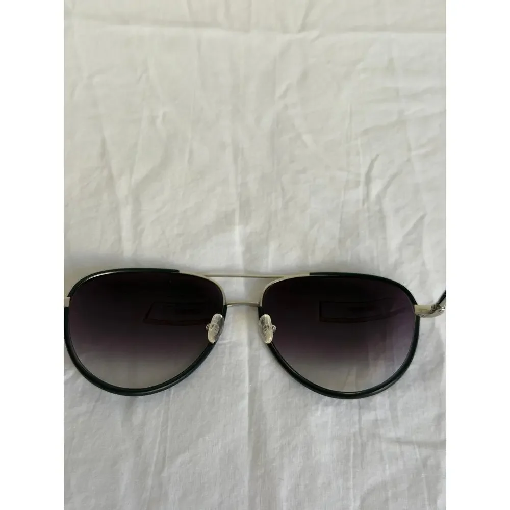 The Row x Linda Farrow Aviators ROW/80/2 Titanium Frame Black Leather Wrapped